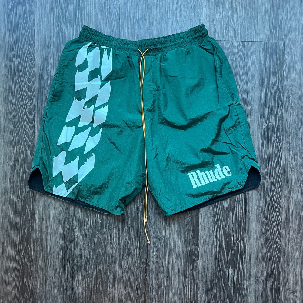 Rhude Green Warm-Up Shorts